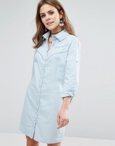 Джинсовое платье-рубашка с длинным рукавом Liquorish - Синий