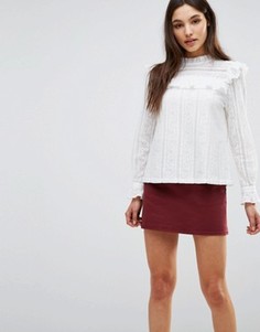 Кружевной топ с длинными рукавами Liquorish - Белый