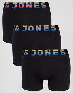 Набор из 3 боксеров-брифов с контрастным поясом Jack &amp; Jones - Черный