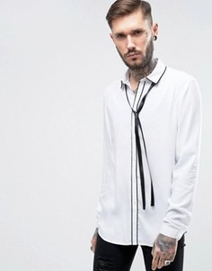 Вискозная рубашка классического кроя с окантовкой и галстуком ASOS - Белый