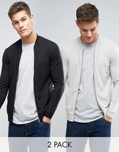 2 обтягивающих трикотажных куртки-пилот (серая, черная) ASOS - СКИДКА - Мульти