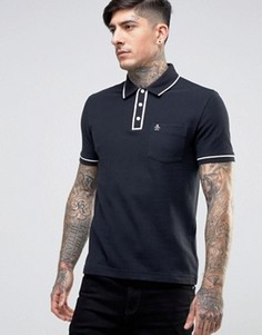 Черное узкое поло из ткани пике с логотипом Original Penguin Earl - Черный