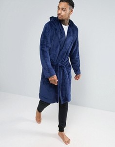 Темно-синий флисовый халат с капюшоном ASOS - Темно-синий