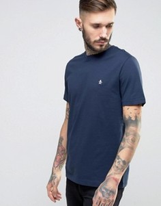 Темно-синяя узкая футболка с небольшим логотипом Original Penguin - Темно-синий