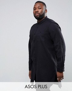 Очень длинная рубашка из саржи ASOS PLUS - Черный