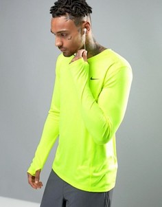 Желтый лонгслив из быстросохнущей ткани Dri-FIT Nike Running Miler 683570-702 - Желтый
