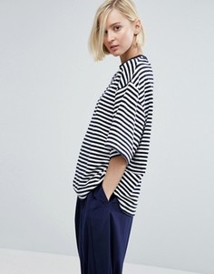 Oversize-футболка из махровой ткани в полоску ASOS WHITE - Мульти