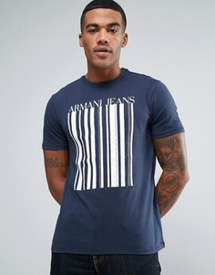 Темно-синяя футболка стандартного кроя с логотипом Armani Jeans - Темно-синий
