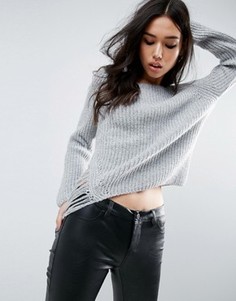 Джемпер крупной вязки со спущенными петлями ASOS - Серый