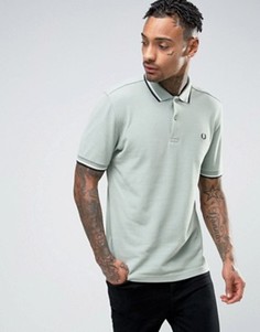 Узкая футболка-поло из пике с двухцветным кантом Fred Perry - Синий