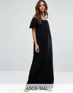 Платье макси с открытыми плечами ASOS TALL - Черный