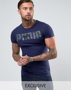 Синяя удлиненная облегающая футболка Puma эксклюзивно для ASOS - Синий