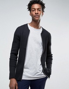 Бомбер на молнии Selected - Черный