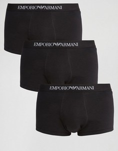 3 хлопковых бокеров‑брифов Emporio Armani - Черный