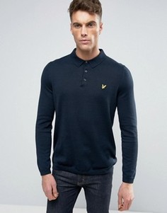 Темно-синее трикотажное поло стандартного кроя с логотипом Lyle &amp; Scott - Темно-синий