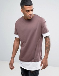 Длинная ярусная футболка лилового цвета New Look - Фиолетовый