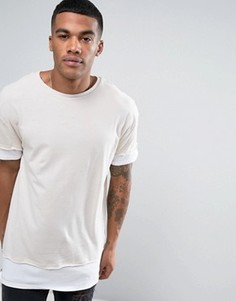 Длинная многослойная футболка New Look - Stone