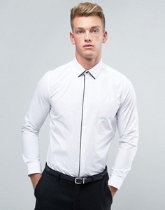 Строгая рубашка узкого кроя с отделкой Burton Menswear - Белый