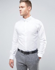 Узкая рубашка с булавкой на воротнике Burton Menswear - Белый