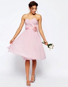 Шифоновое платье бандо миди ASOS WEDDING - Розовый
