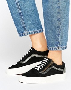 Черные кроссовки с золотистой молнией Vans Old Skool - Мульти