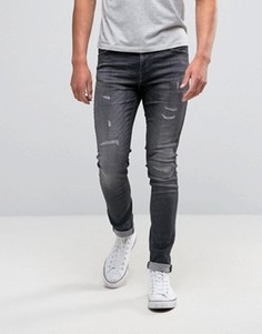 Серые джинсы скинни с рваной отделкой Jack &amp; Jones Intelligence - Серый