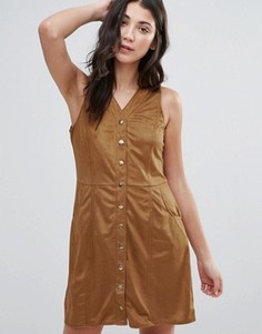 Платье из искусственной замши на пуговицах QED London - Коричневый