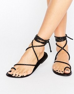 Кожаные сандалии на шнуровке ASOS FIRE FLY - Черный