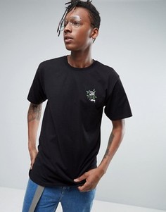 Футболка с маленькой вышитой розой Stussy - Черный