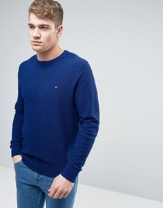 Джемпер из пике с круглым вырезом и логотипом Tommy Hilfiger - Синий