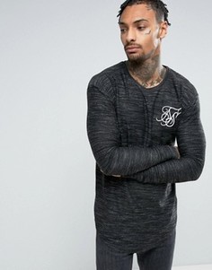 Лонгслив из вафельного трикотажа SikSilk - Черный