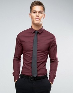 Бордовая супероблегающая рубашка ASOS - Красный