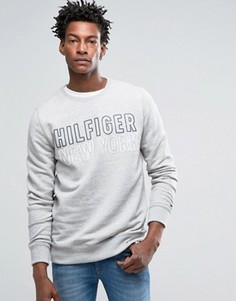 Свитшот с круглым вырезом и логотипом Hilfiger Denim - Серый