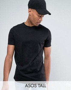 Черная длинная футболка ASOS TALL - Черный