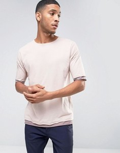 Oversize-футболка с круглым вырезом и контрастными краями ASOS - Розовый