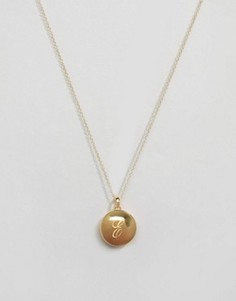 Ожерелье из 14-каратного золота с буквой Е на медальоне Carrie Elizabeth - Золотой