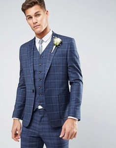 Пиджак скинни в клетку ASOS WEDDING - Синий