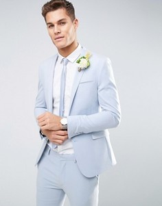 Светло-голубой супероблегающий пиджак ASOS WEDDING - Синий