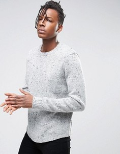 Трикотажный джемпер крупной вязки с закругленным краем ASOS - Серый