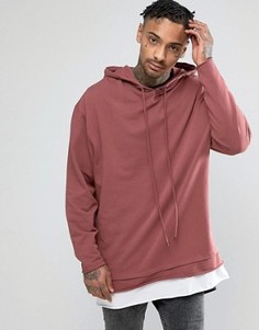 Свободное худи со вставкой по нижнему краю ASOS - Красный