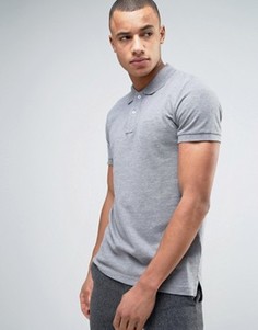 Серая меланжевая узкая футболка-поло из пике Esprit - Серый
