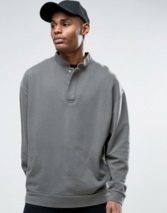 Oversize-свитшот с горловиной на кнопках ASOS - Зеленый