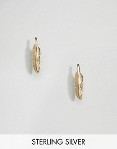 Позолоченные серебряные серьги-гвоздики в виде перьев ASOS - Золотой