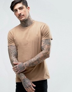 Коричневая узкая футболка с логотипом Farah Farris - Коричневый