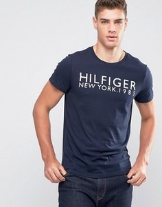 Темно-синяя футболка из органического хлопка с логотипом Tommy Hilfiger - Темно-синий