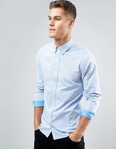 Узкая рубашка на пуговицах с принтом H Tommy Hilfiger - Синий