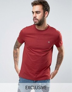 Узкая бордовая футболка с маленьким логотипом Original Penguin - Красный