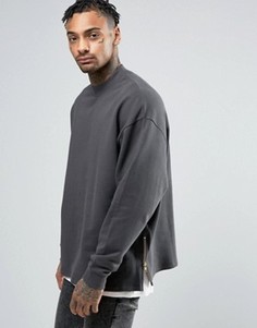 Свободный свитшот с молниями по бокам ASOS - Черный
