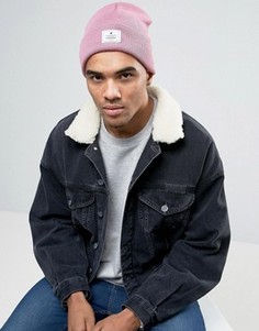 Розовая шапка-бини с нашивкой ASOS - Розовый