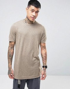 Длинная бежевая вязаная футболка ASOS - Коричневый